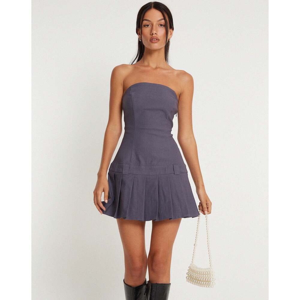 Motel Rocks Payoda Bandeau Mini Dress in Dark Grey XL